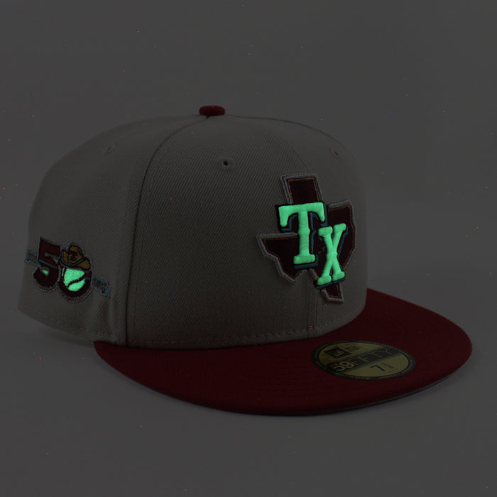 Texas Rangers 50th Anniversary New Era 59Fifty Fitted Hat (Stone Pinot Gray Under Brim)