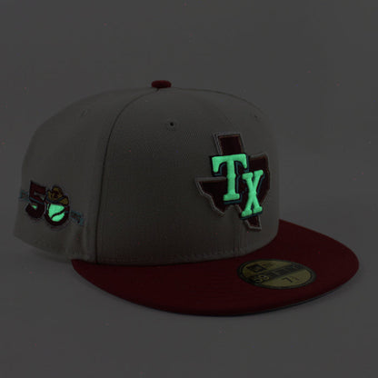 Texas Rangers 50th Anniversary New Era 59Fifty Fitted Hat (Stone Pinot Gray Under Brim)