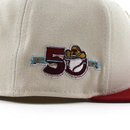 Texas Rangers 50th Anniversary New Era 59Fifty Fitted Hat (Stone Pinot Gray Under Brim)