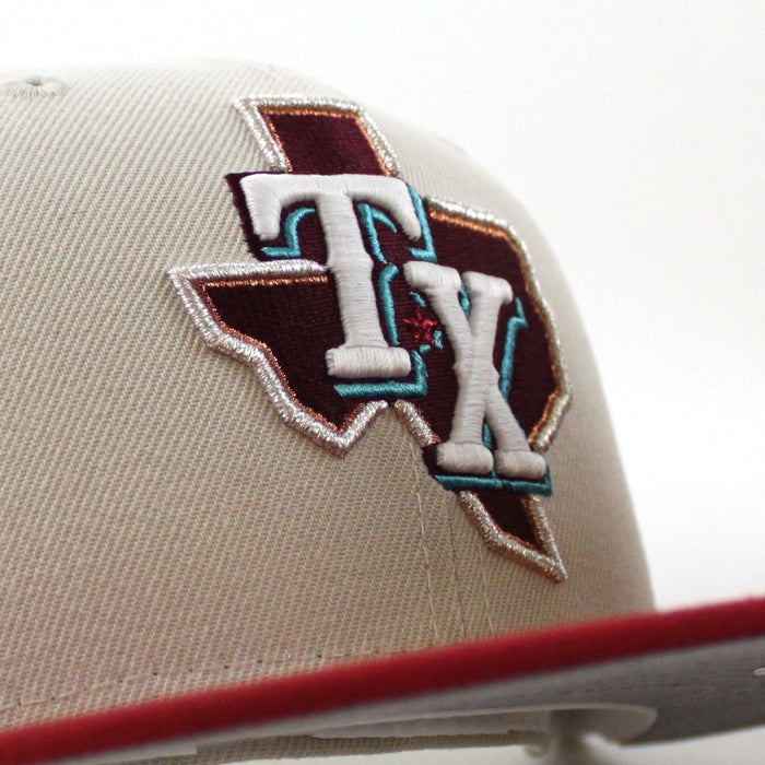 Texas Rangers 50th Anniversary New Era 59Fifty Fitted Hat (Stone Pinot Gray Under Brim)