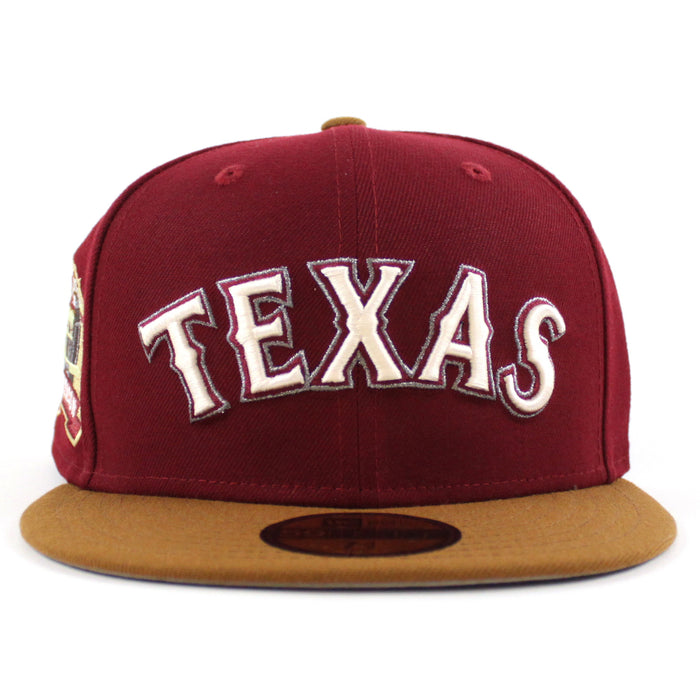 Texas Rangers Final Season Patch New Era 59Fifty Fitted Hat (Cardinal Peanut Gray Under Brim)