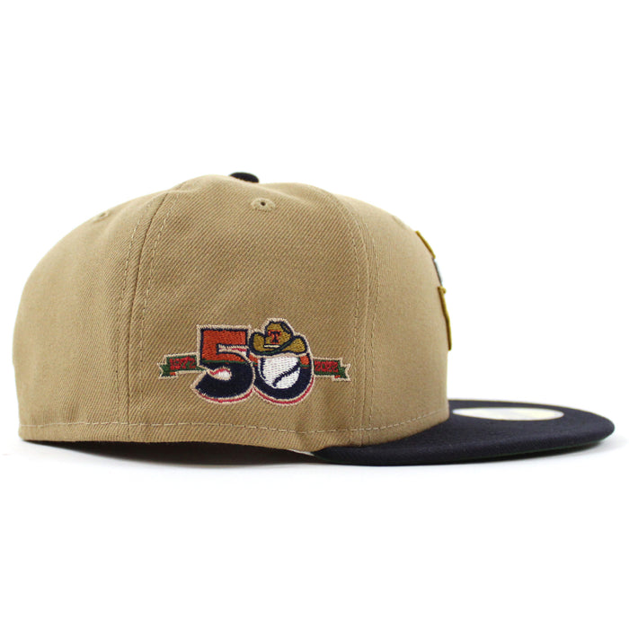 Texas Rangers INAUGURAL SEASON New Era 59Fifty Fitted Hat (GITD Khaki Navy Green Under Brim)