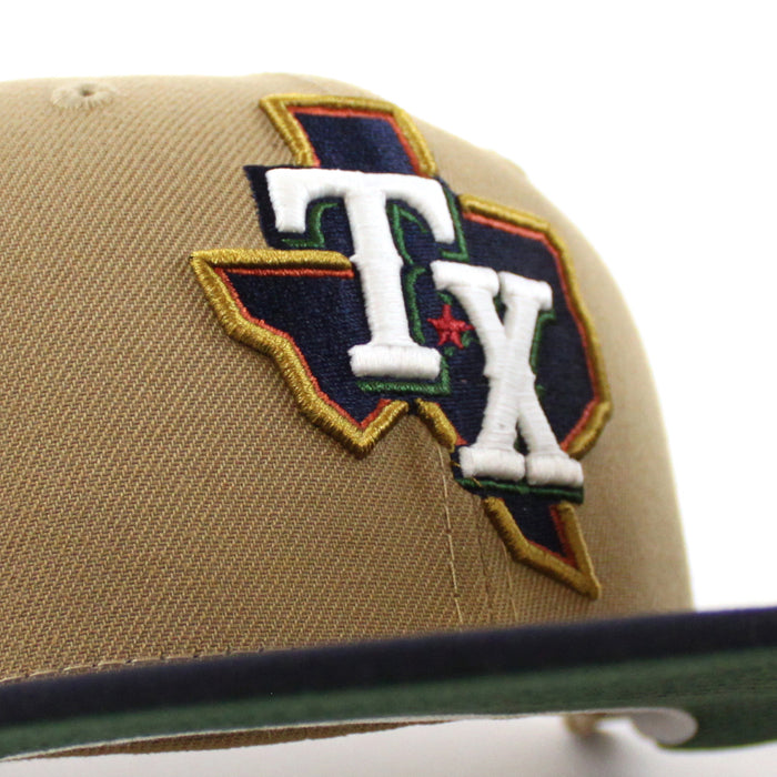 Texas Rangers INAUGURAL SEASON New Era 59Fifty Fitted Hat (GITD Khaki Navy Green Under Brim)