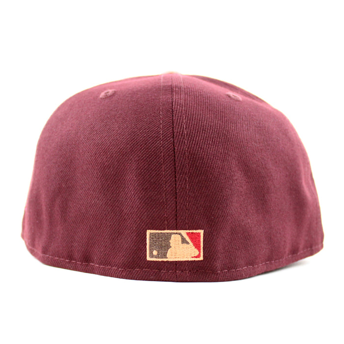 Texas Rangers RANGERS BASEBALL CLUB New Era 59Fifty Fitted Hat (Maroon Blush Sky Khaki Under Brim)
