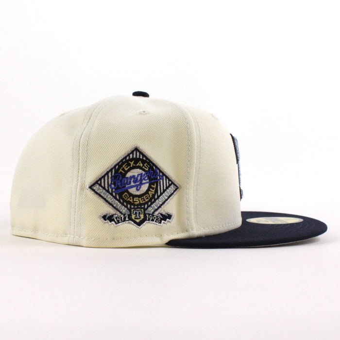 Texas Rangers Rangers Stadium New Era 59Fifty Fitted Hat (Chrome White Navy Silver Under Brim)