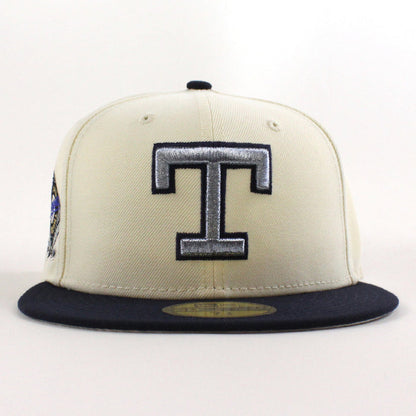Texas Rangers Rangers Stadium New Era 59Fifty Fitted Hat (Chrome White Navy Silver Under Brim)