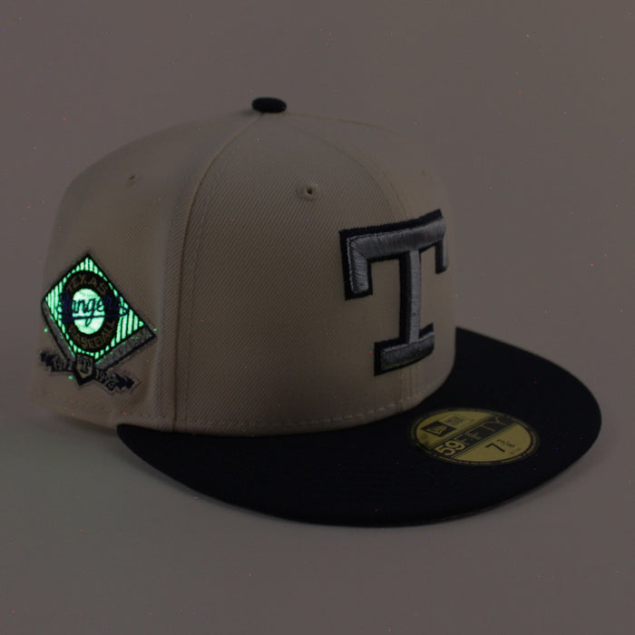 Texas Rangers Rangers Stadium New Era 59Fifty Fitted Hat (Chrome White Navy Silver Under Brim)