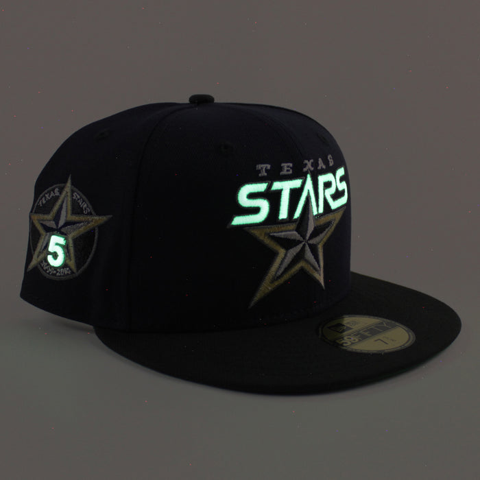 TEXAS STARS AMERICAN HOCKEY LEAGUE 5TH Anniversary New Era 59Fifty Fitted Hat (Navy Black Green Under Brim)