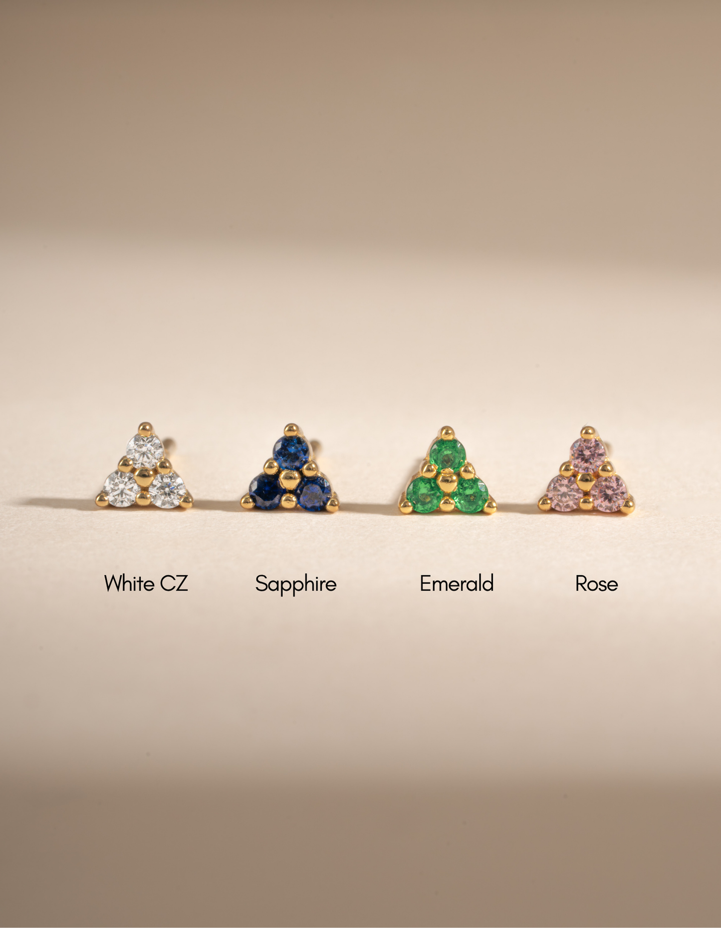 Tiny Sapphire 3 Stone Studs