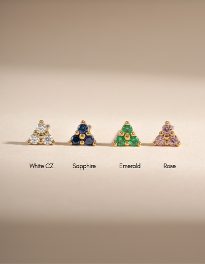 Tiny Sapphire 3 Stone Studs