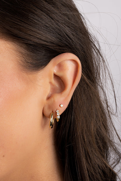 Three Stone Huggie Hoops