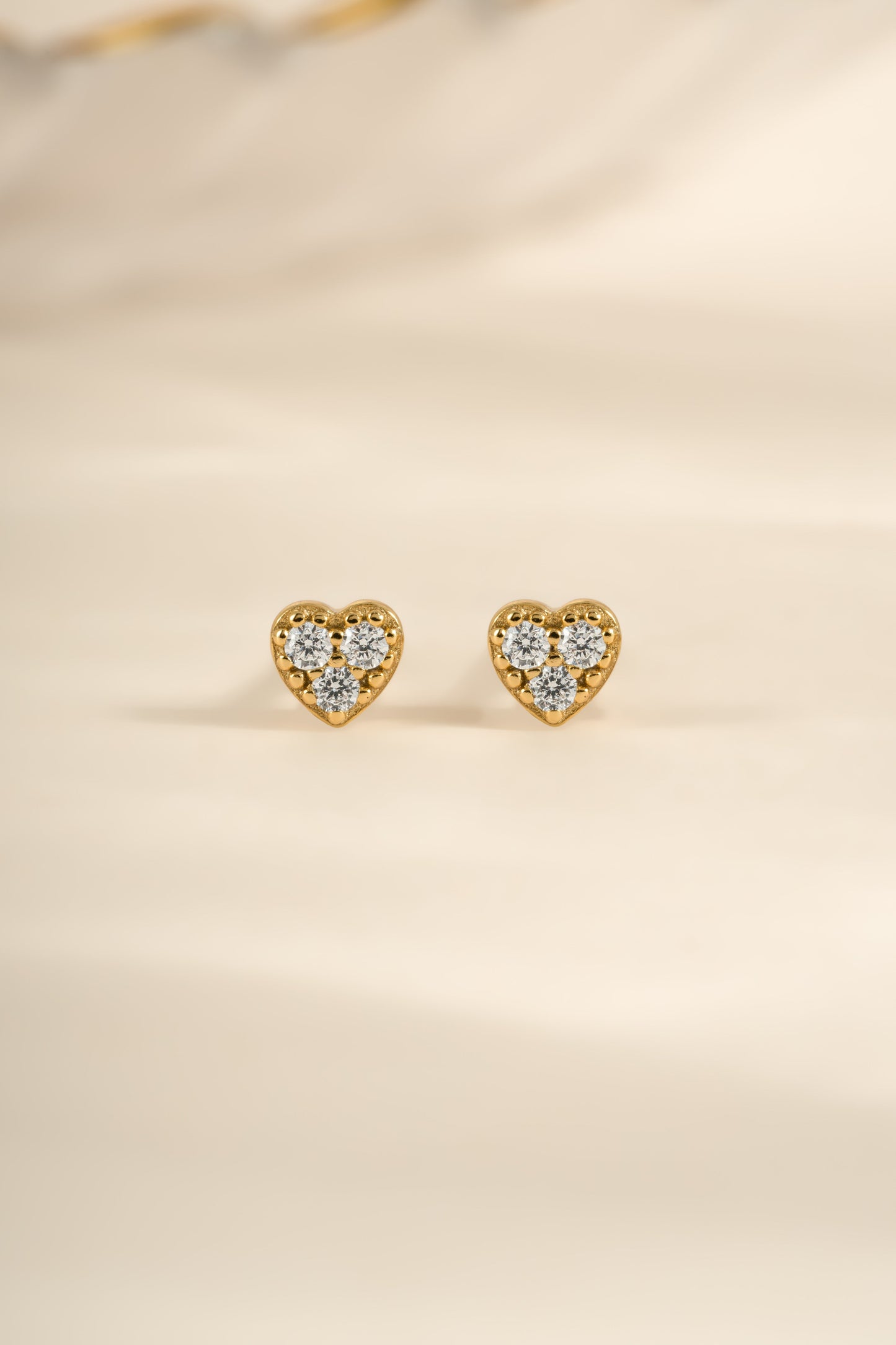 Tiny Heart CZ Stud Earrings