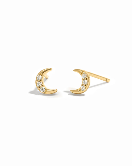 Tiny CZ Moon Studs