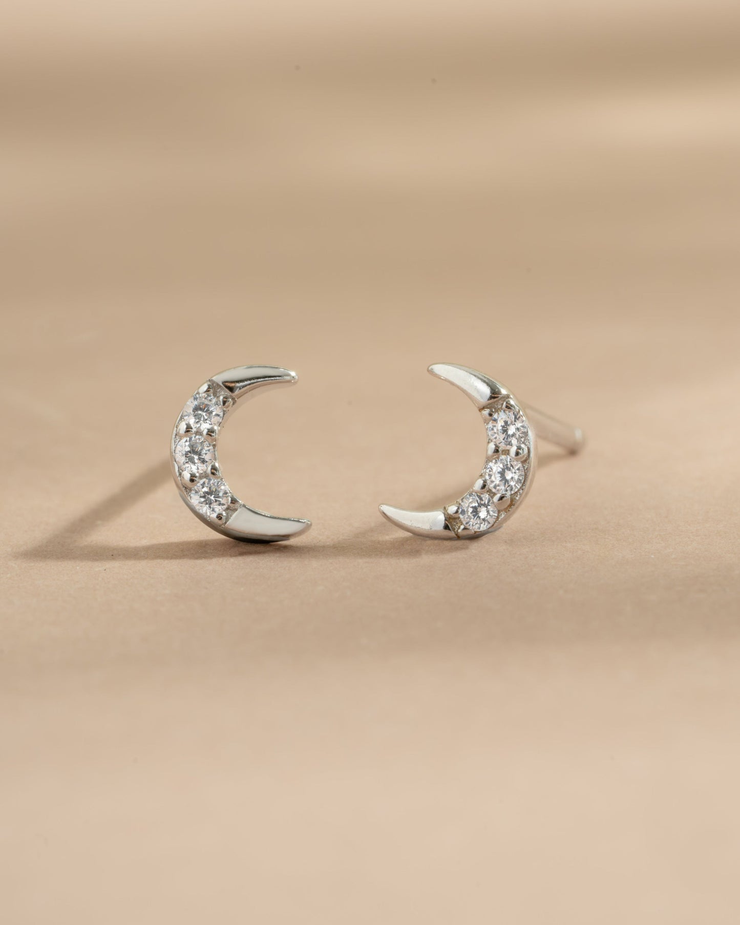 Tiny CZ Moon Studs