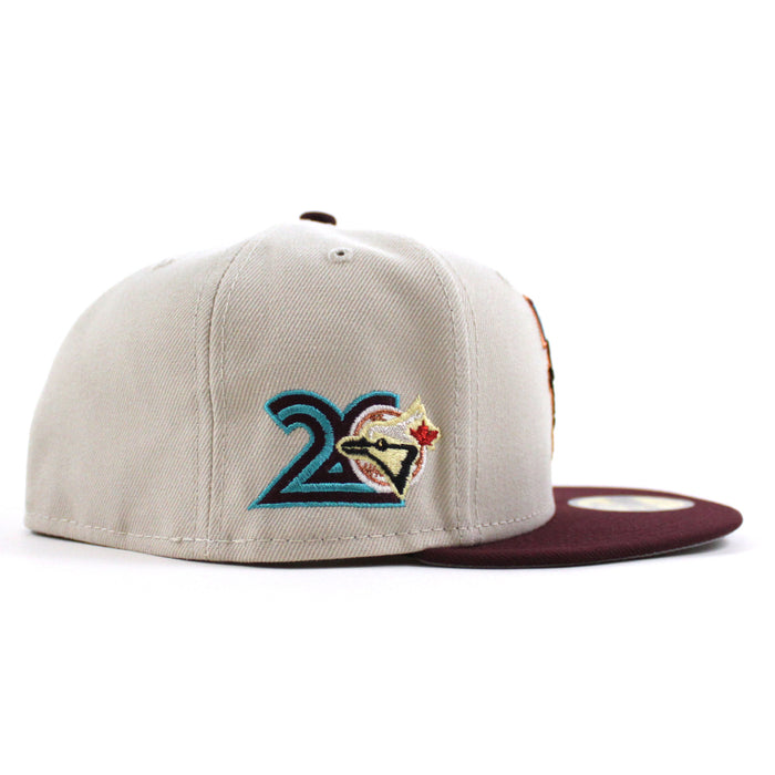 Toronto Blue Jays 20th Anniversary New Era 59Fifty Fitted Hat (Stone Maroon Gray Under Brim)