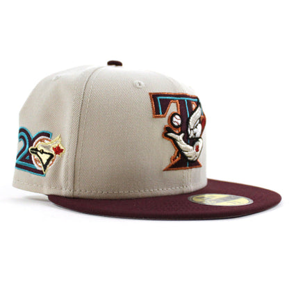 Toronto Blue Jays 20th Anniversary New Era 59Fifty Fitted Hat (Stone Maroon Gray Under Brim)