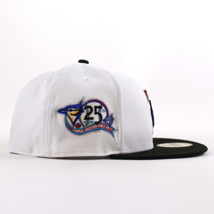 Toronto Blue Jays 25th Anniversary New Era 59Fifty Fitted Hat (White Black Green Under Brim)