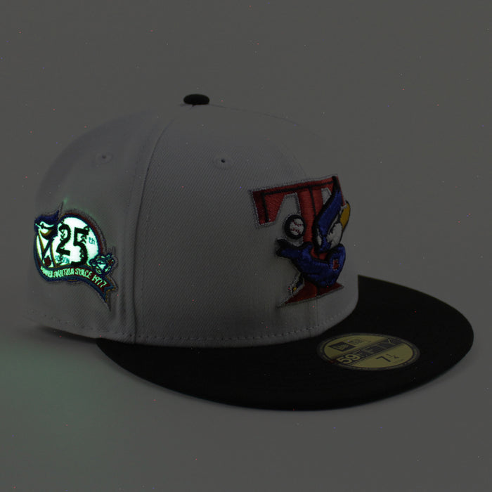 Toronto Blue Jays 25th Anniversary New Era 59Fifty Fitted Hat (White Black Green Under Brim)