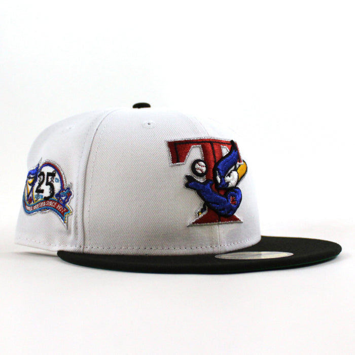 Toronto Blue Jays 25th Anniversary New Era 59Fifty Fitted Hat (White Black Green Under Brim)