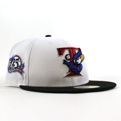 Toronto Blue Jays 25th Anniversary New Era 59Fifty Fitted Hat (White Black Green Under Brim)