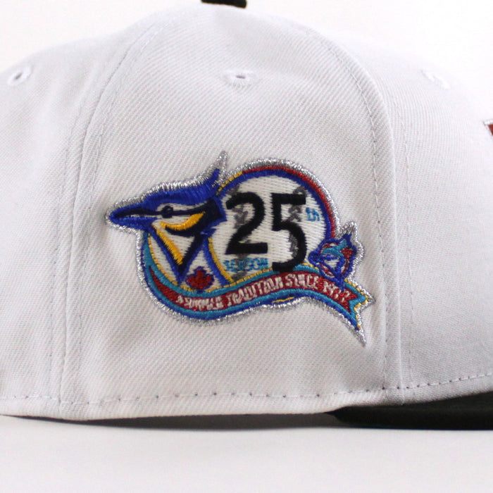 Toronto Blue Jays 25th Anniversary New Era 59Fifty Fitted Hat (White Black Green Under Brim)