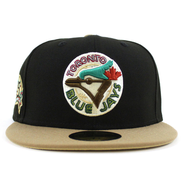 Toronto Blue Jays 25th Season New Era 59Fifty Fitted Hat (BLACK KHAKI VEGAS GOLD Under Brim)