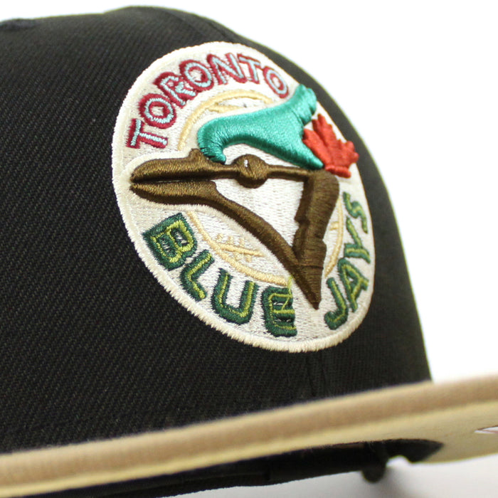 Toronto Blue Jays 25th Season New Era 59Fifty Fitted Hat (BLACK KHAKI VEGAS GOLD Under Brim)