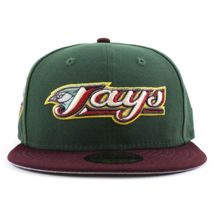 Toronto Blue Jays 30th Season New Era 59Fifty Fitted Hat (Glow in the Dark Pine Green Maroon Gray Under Brim)