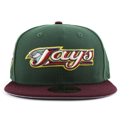 Toronto Blue Jays 30th Season New Era 59Fifty Fitted Hat (Glow in the Dark Pine Green Maroon Gray Under Brim)