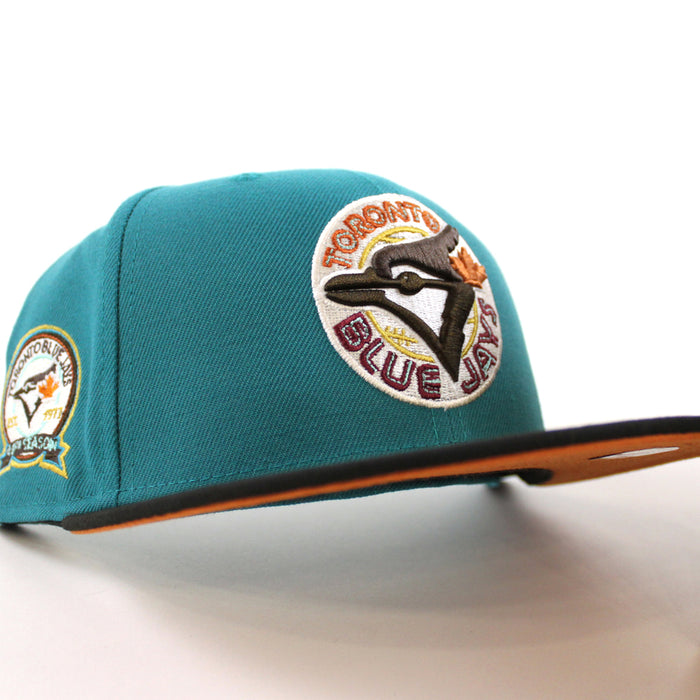 Toronto Blue Jays 40 ANNIVERSARY New Era 59Fifty Fitted Hat (Aqua Black Fight Orange Under Brim)