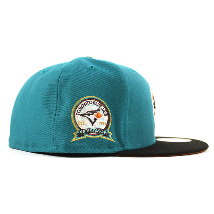 Toronto Blue Jays 40 ANNIVERSARY New Era 59Fifty Fitted Hat (Aqua Black Fight Orange Under Brim)