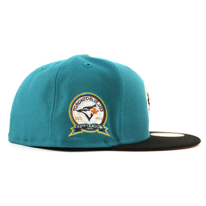 Toronto Blue Jays 40 ANNIVERSARY New Era 59Fifty Fitted Hat (Aqua Black Fight Orange Under Brim)