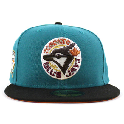 Toronto Blue Jays 40 ANNIVERSARY New Era 59Fifty Fitted Hat (Aqua Black Fight Orange Under Brim)