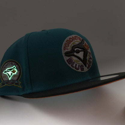 Toronto Blue Jays 40 ANNIVERSARY New Era 59Fifty Fitted Hat (Aqua Black Fight Orange Under Brim)