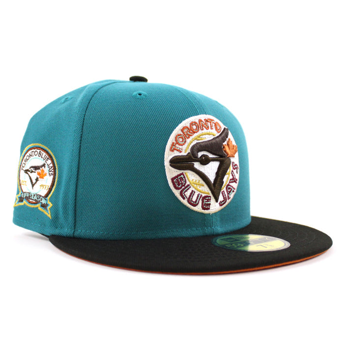 Toronto Blue Jays 40 ANNIVERSARY New Era 59Fifty Fitted Hat (Aqua Black Fight Orange Under Brim)