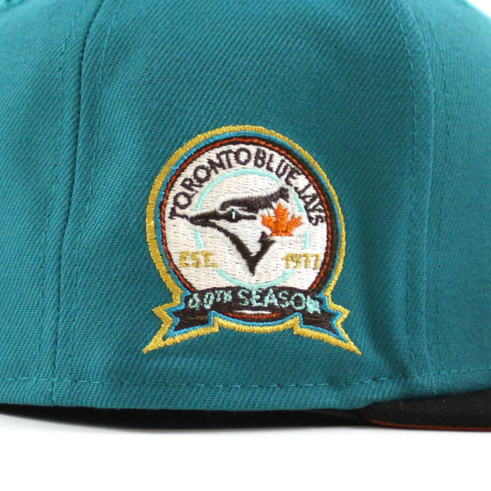 Toronto Blue Jays 40 ANNIVERSARY New Era 59Fifty Fitted Hat (Aqua Black Fight Orange Under Brim)