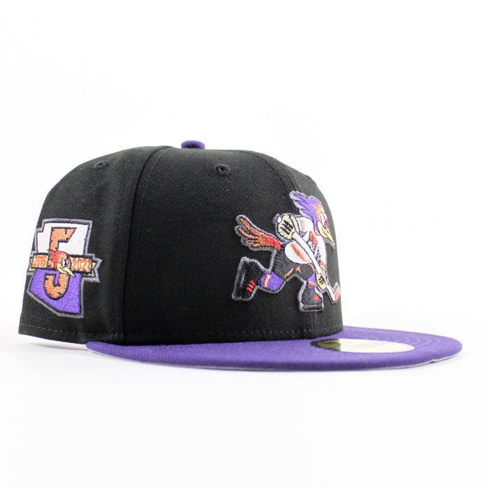 TUCSON ROADRUNNERS 5th Anniversary New Era 59Fifty Fitted Hat (Black Purple Gray Under Brim)
