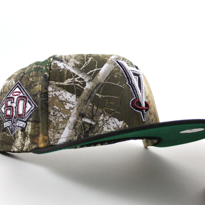 Upside Down ∀ Anaheim Angels 60th Anniversary New Era 59Fifty Fitted Hat (RealTree Black Green Under Brim)