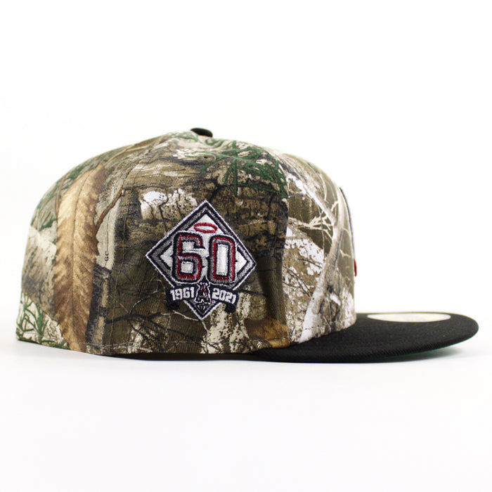 Upside Down ∀ Anaheim Angels 60th Anniversary New Era 59Fifty Fitted Hat (RealTree Black Green Under Brim)