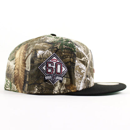 Upside Down ∀ Anaheim Angels 60th Anniversary New Era 59Fifty Fitted Hat (RealTree Black Green Under Brim)