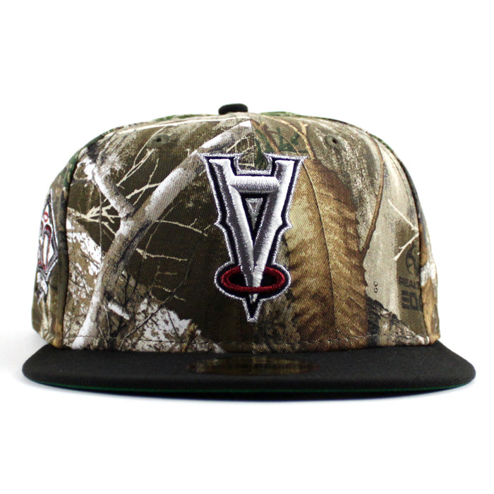Upside Down ∀ Anaheim Angels 60th Anniversary New Era 59Fifty Fitted Hat (RealTree Black Green Under Brim)
