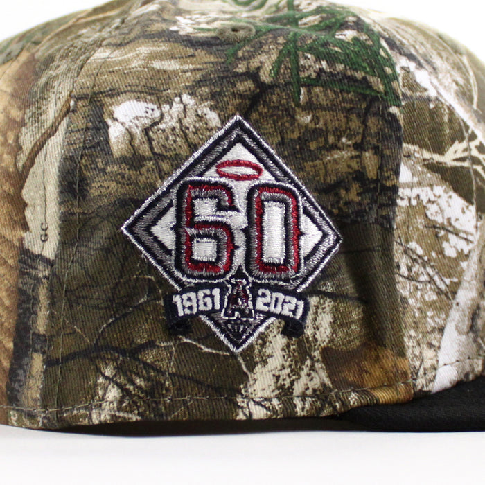 Upside Down ∀ Anaheim Angels 60th Anniversary New Era 59Fifty Fitted Hat (RealTree Black Green Under Brim)