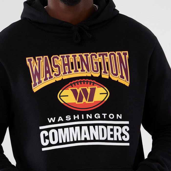 The Male model is wearing Washington Commanders NFL International Series Games 2025 Black Pullover Hoodie 3