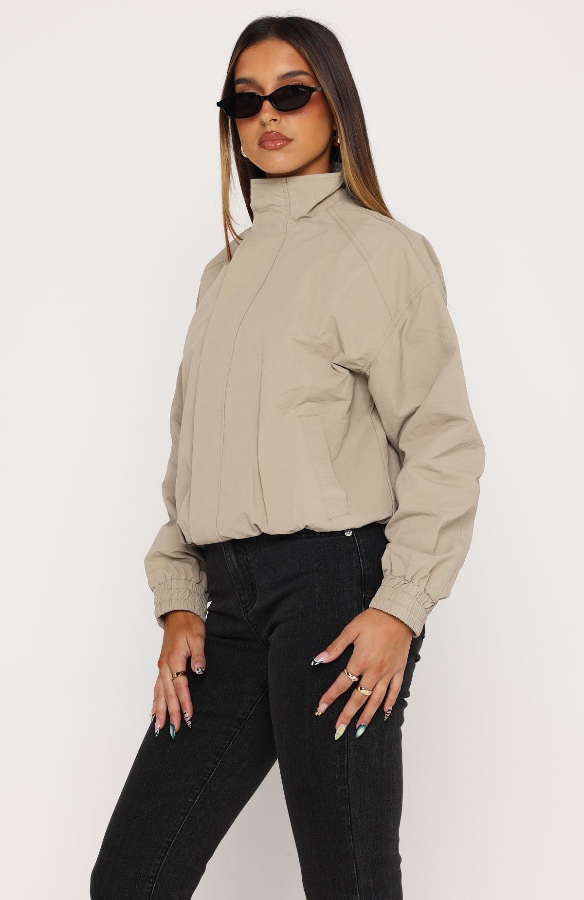 Cool Vibe Funnel Neck Jacket Khaki