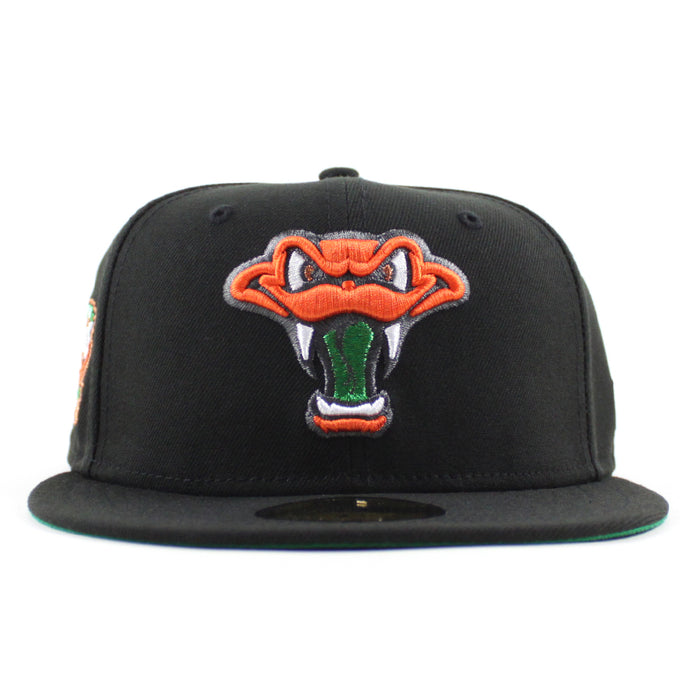 WISCONSIN TIMBER RATTLER 20th Season Anniversary New Era 59Fifty Fitted Hat (Black Green Under Brim)
