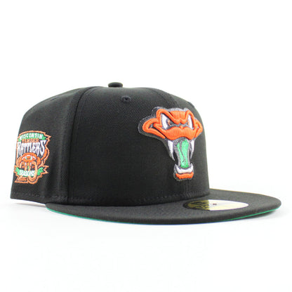 WISCONSIN TIMBER RATTLER 20th Season Anniversary New Era 59Fifty Fitted Hat (Black Green Under Brim)