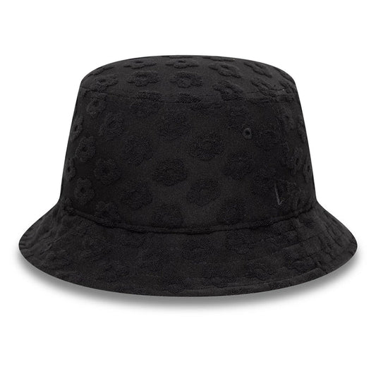 This is a Womens New Era Towelling Black Adventure Bucket Hat 1