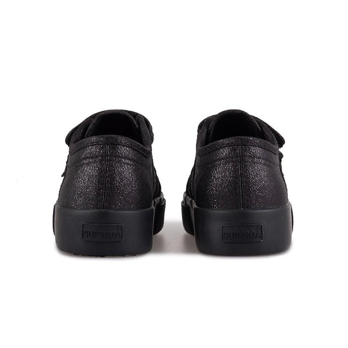 Zapatilla 2730 Kids Straps Lame Total Black Shine Superga