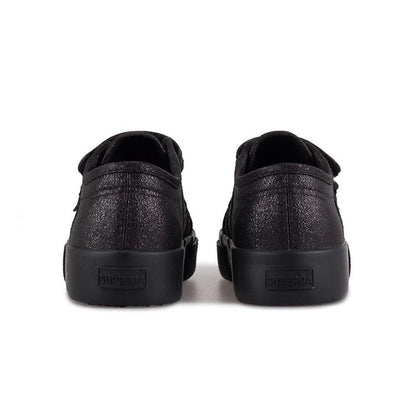 Zapatilla 2730 Kids Straps Lame Total Black Shine Superga